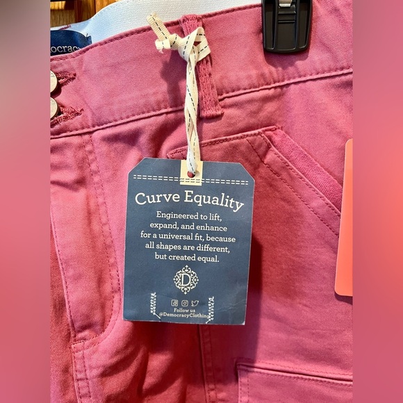 NWT Women’s Size 14 Democracy Ab Solution A Line Pink Denim Skirt with Buttons - Picture 4 of 13